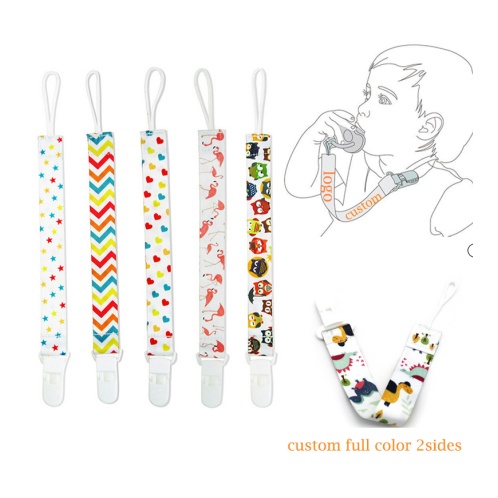 Pacifier Teether Clips For Boys & Girls Anti-lost Lanyard Full Color 2 Sides