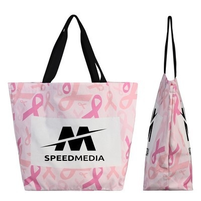12oz Breast Cancer Awareness Ribbon Tote Bag