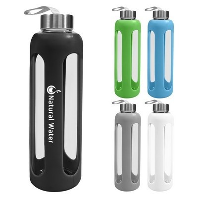 18 oz Silicone sleeve Glass bottle