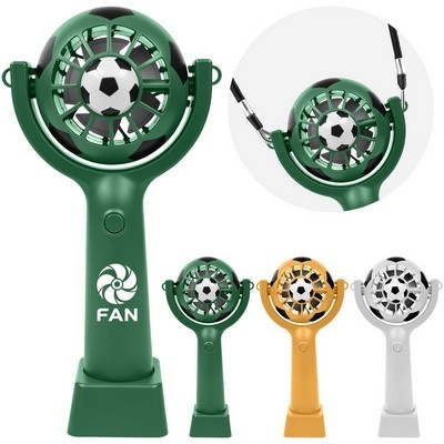 Portable Handheld Soccer Ball Fan with Neck Strap with Holder