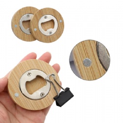 Round Bamboo Bottle Opener Magnetic