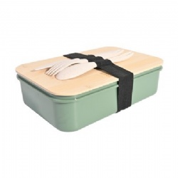 Divided Wheat Straw Bento Box w/Tableware Set