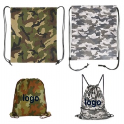 Green Camouflage Drawstring Backpacks