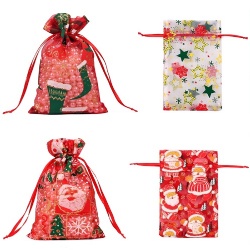 Christmas Canvas Gift Bag with Drawstring