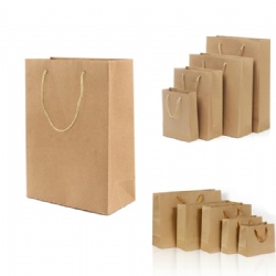 Kraft Paper Shopper Tote Bag W/ Rope Handles