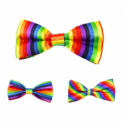 Rainbow Striped Bow Tie