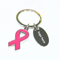 Breast Cancer Pink Ribbon Keychain