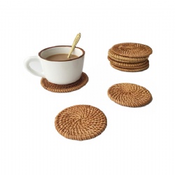 4-inch Diameter Eco Handmade Natural Rattan Coaster