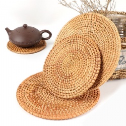 5-inch Diameter Eco Handmade Natural Rattan Coaster