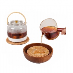 6.5-inch Diameter Eco Handmade Natural Rattan Coaster