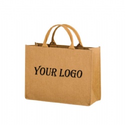 Washable Kraft Paper Tote Bag With Canvas Handle