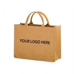 Washable Kraft Paper Tote Bag With Cotton Handle