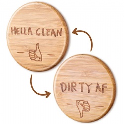 Bamboo Dishwasher Magnet Clean Dirty Sign